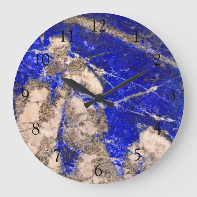 Abstract Lapis Lazuli Blue Granite Large Clock (Front)