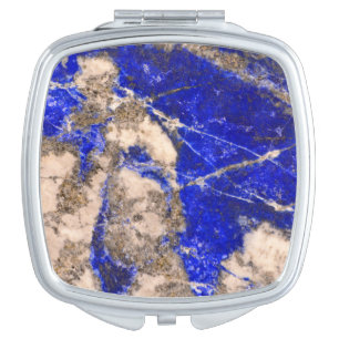 Abstract Lapis Lazuli Blue Granite Mirror For Makeup