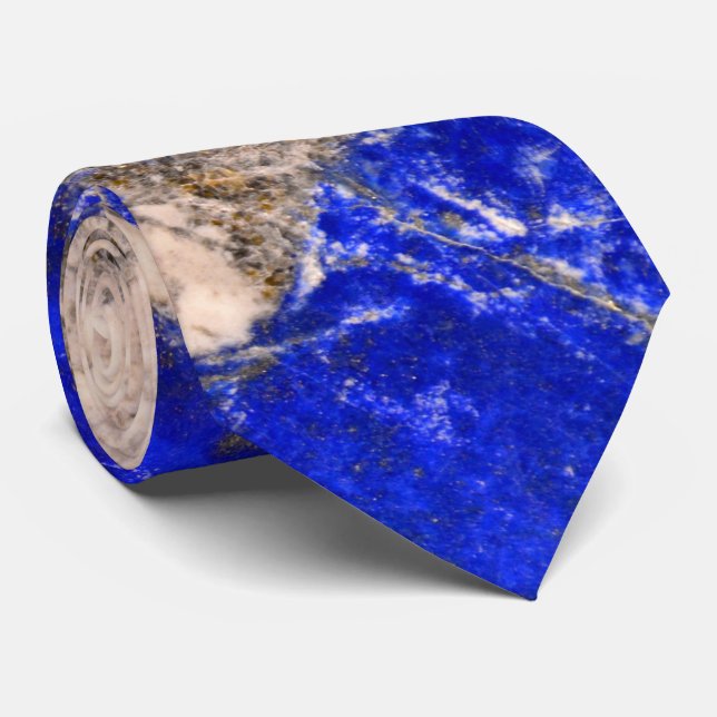 Abstract Lapis Lazuli Blue Granite Neck Tie (Rolled)