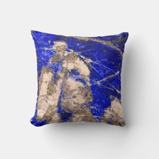 Abstract Lapis Lazuli Blue Granite Throw Pillow (Front)