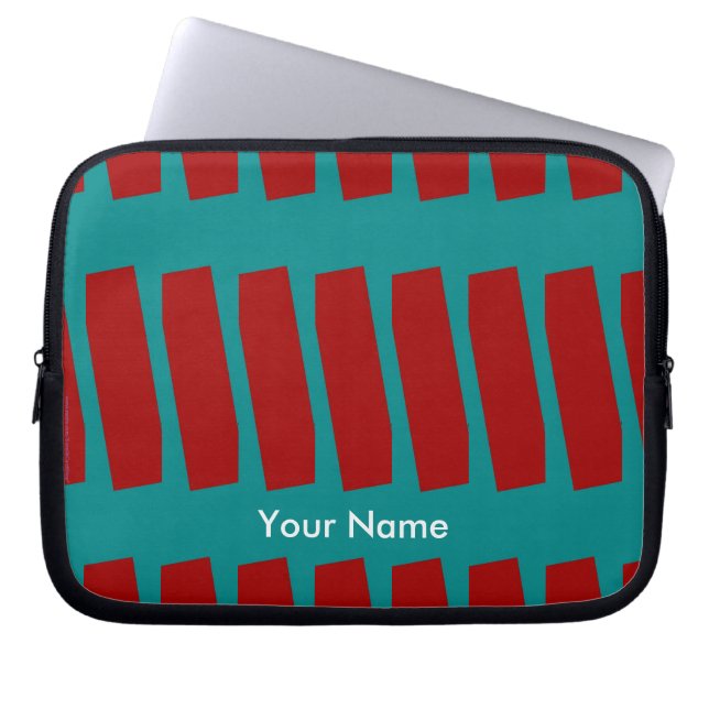 Abstract Laptop Computer Sleeve, Turquoise & Brick Sleeve (Front)