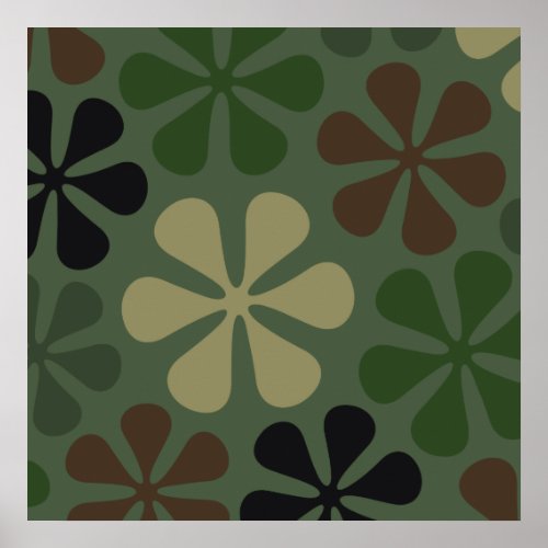 Abstract Large Flower Camouflage Poster