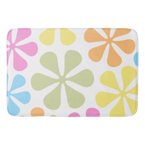 Abstract Large Flowers Bright Color Mix Bath Mat