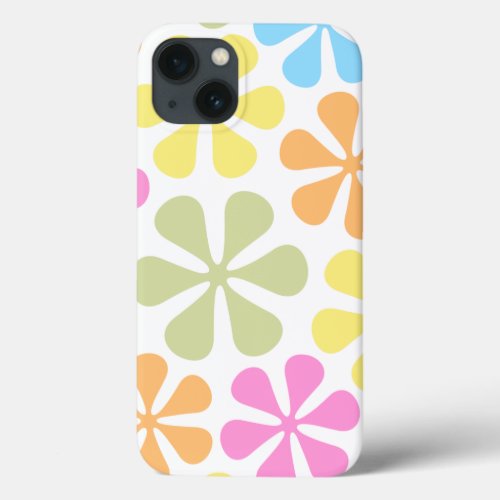 Abstract Large Flowers Bright Color Mix iPhone 13 Case