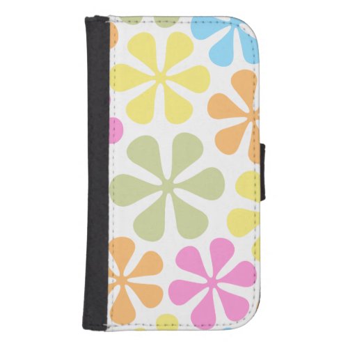 Abstract Large Flowers Bright Color Mix Wallet Phone Case For Samsung Galaxy S4