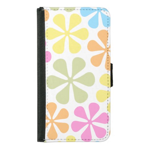 Abstract Large Flowers Bright Color Mix Samsung Galaxy S5 Wallet Case