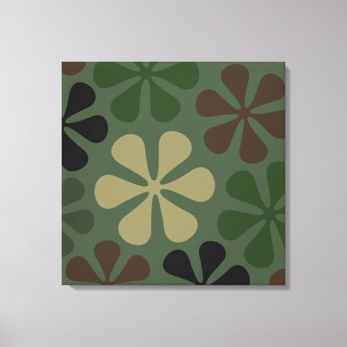 Abstract Large Flowers Camouflage Canvas Print