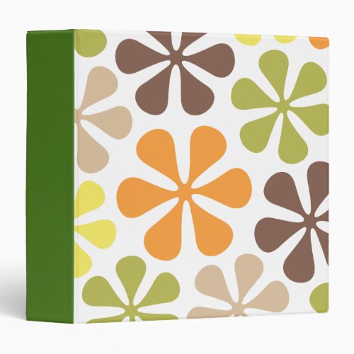 Abstract Large Flowers Retro Colors 3 Ring Binder
