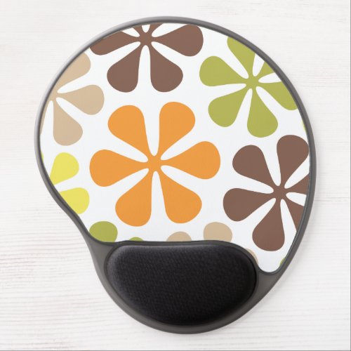 Abstract Large Flowers Retro Colors Gel Mouse Pad