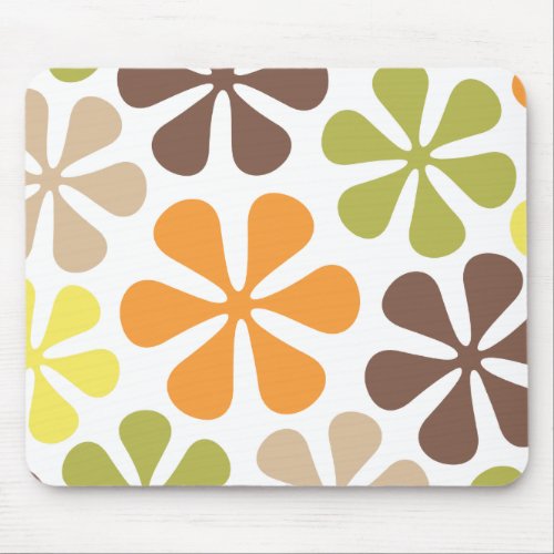Abstract Large Flowers Retro Colors Mouse Pad