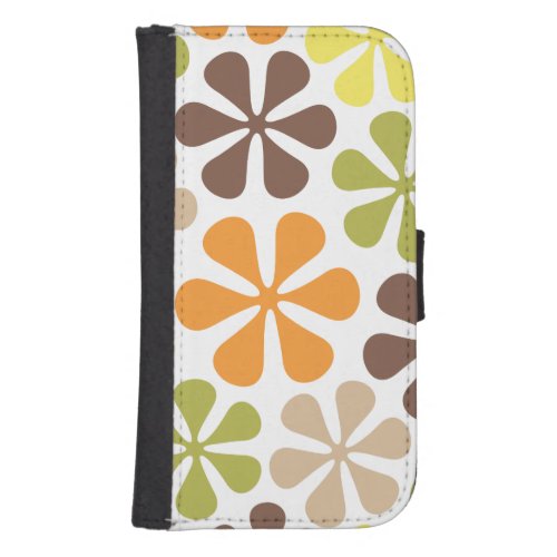 Abstract Large Flowers Retro Colors Phone Wallet