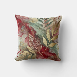 Abstract Large Golden Leaf Motif Artwork Style 31 Throw Pillow
