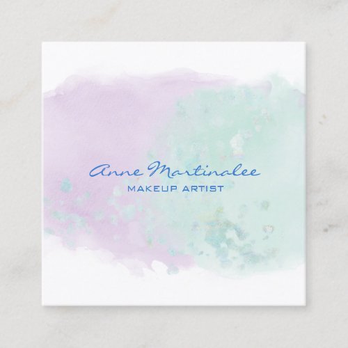 Abstract Lavender and Aqua Square Business Card