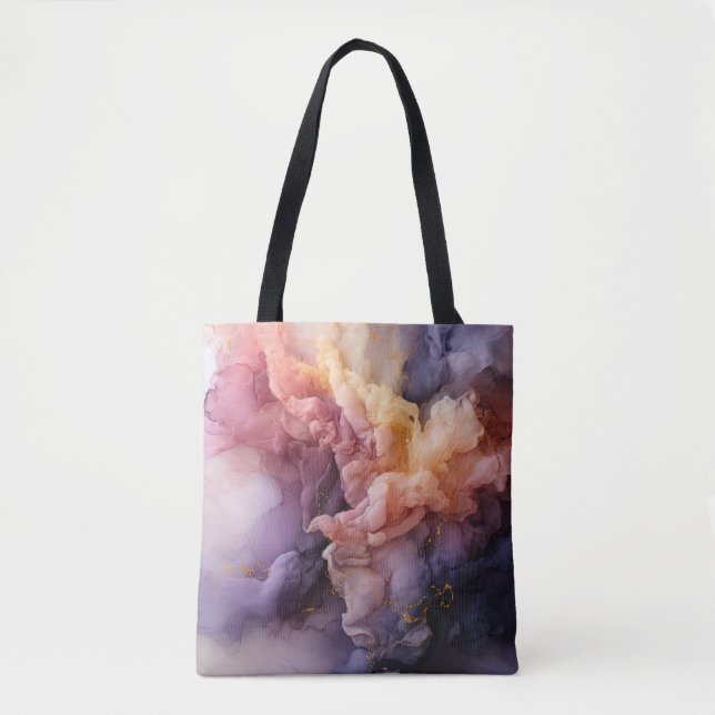 Abstract Lavender Floral Cloud Ink Landscape Tote Bag (Front)