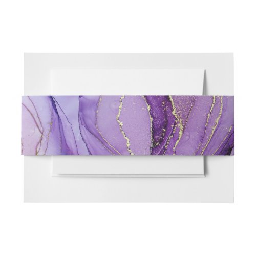 Abstract Lavender Gold Wedding Invitation Belly Band