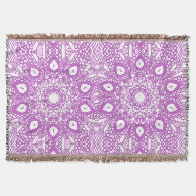 Abstract Lavender Mandala Kaleidoscope Blankets (Front)