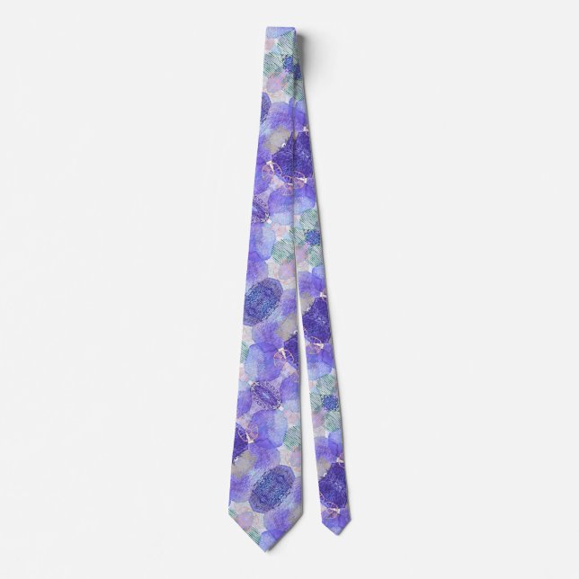 Abstract Lavender Purple N Green Floral Neck Tie (Front)