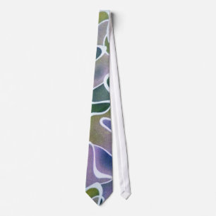 Abstract Lavender Purple Olive Green and White Neck Tie