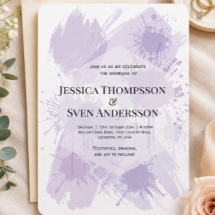 Abstract Lavender Watercolor Casual Artsy Wedding  Invitation