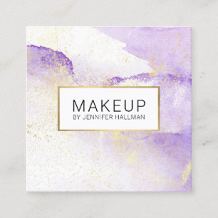 Abstract Lavender Watercolor Faux Gold Dust Square Business Card