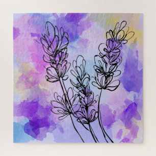 Abstract Lavender Watercolor Floral Puzzle