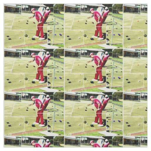 Abstract Lawn Bowlers Playing Lawn Bowls, Fabric