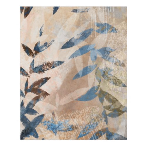 Abstract Layered Leaves _ Blue and Neutral Faux Canvas Print