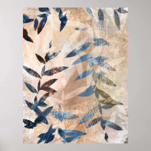 Abstract Layered Leaves Poster