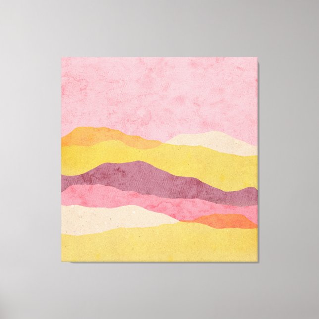 Abstract Layered Paper Landscape in Warm Tones Canvas Print (Front)