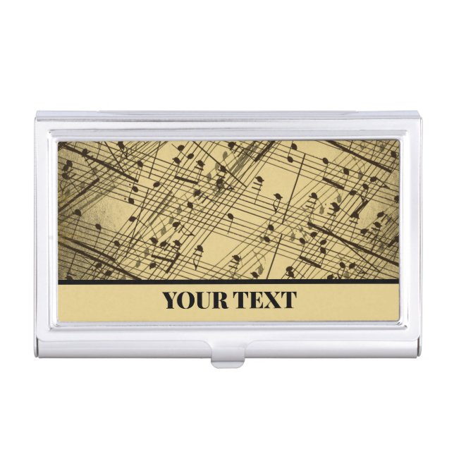 Abstract Layered Random Music Notes Customized Business Card Case (Front)