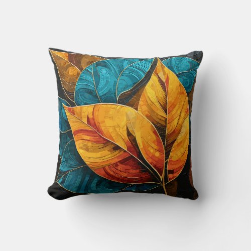 Abstract Leaf Art Throw Pillow