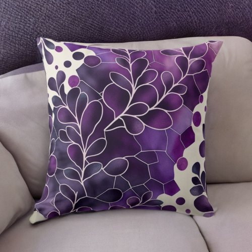 Abstract Leaf Decorative Purple Throw Pillow 