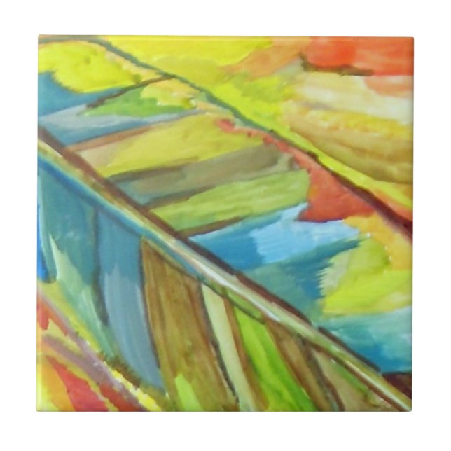 Abstract Leaf Design Ceramic Tile (Front)