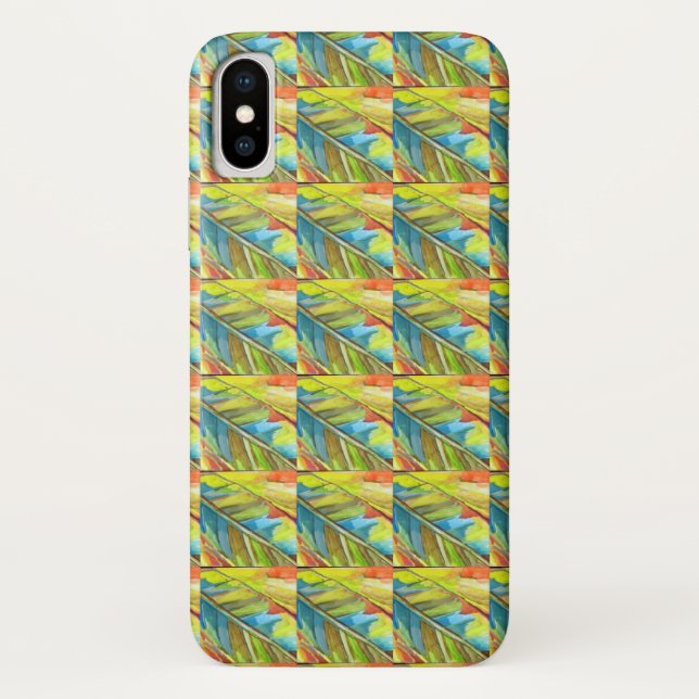 Abstract Leaf Design Yellow Blue Red Case-Mate iPhone Case (Back)
