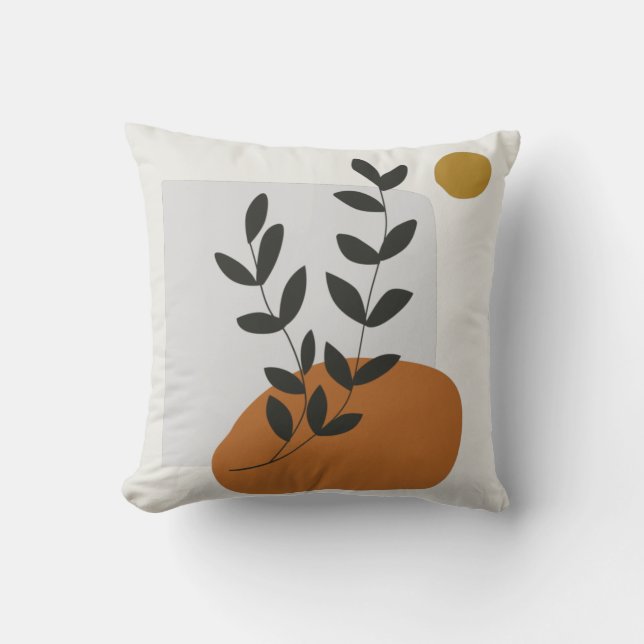 Abstract Leaf Illustration Art  Throw Pillow (Front)
