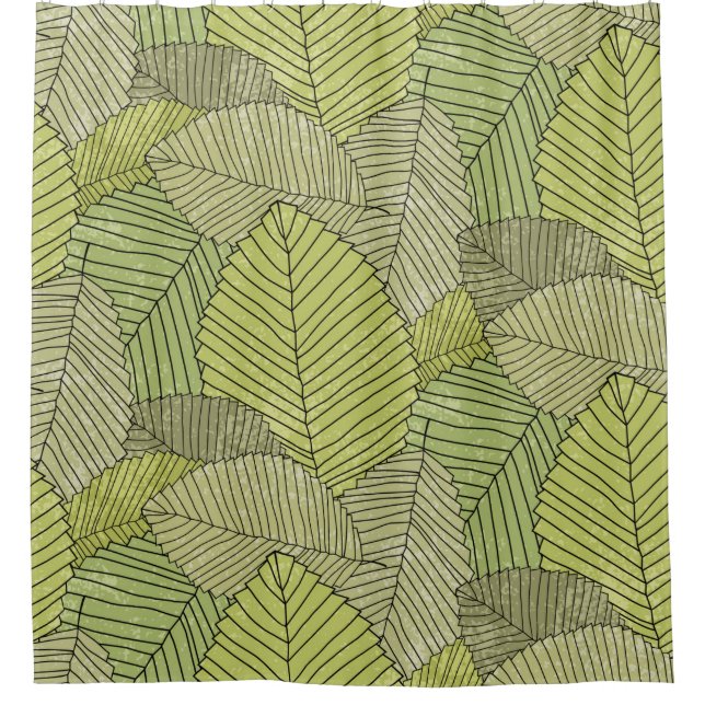 Abstract leafs pattern colorful shower curtain (Front)