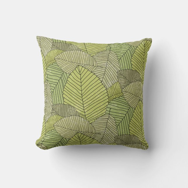 Abstract leafs pattern colorful throw pillow (Front)
