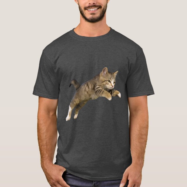 Abstract Leaping Cat T-Shirt (Front)
