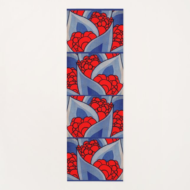 abstract leaves and flowers print yoga mat (Front)