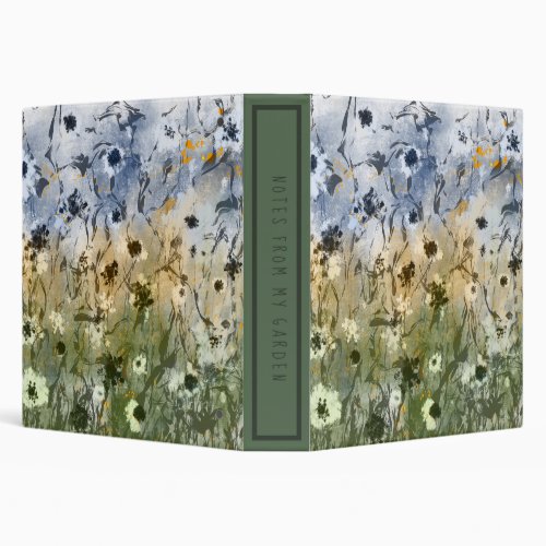 Abstract  leaves and flowers wild garden   3 ring binder
