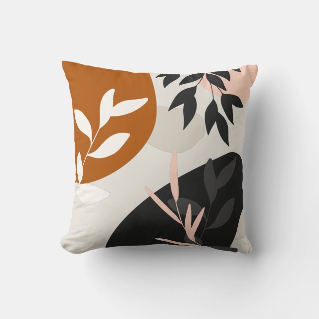  Abstract Leaves Art Throw Pillow (Front)