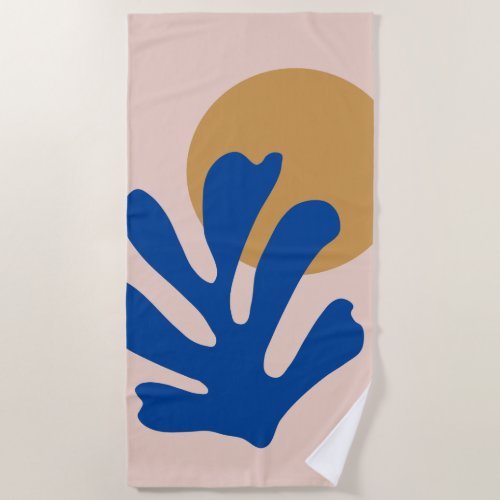 Abstract Leaves Blue Modern Shapes Cut Outs Beach Towel