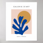Abstract Leaves Blue Modern Shapes Cut Outs Poster<br><div class="desc">Modern abstract leaves and sun - Cut outs shapes in royal blue and beige.</div>