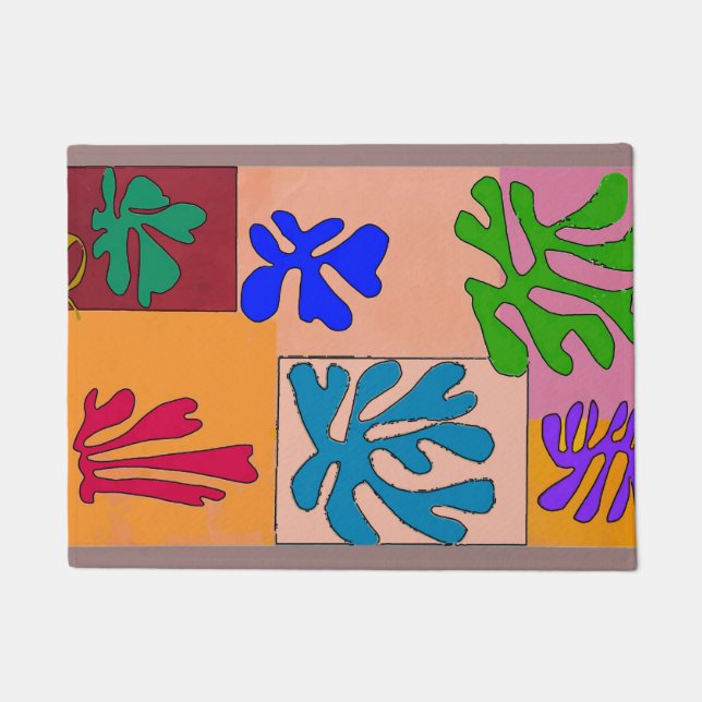 Abstract Leaves Brown Field Doormat (Front)