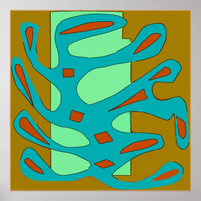 Abstract Leaves Brown Field Poster (Front)