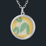 Abstract Leaves Greenery Yellow Illustration Silver Plated Necklace<br><div class="desc">Yellow and Greeen Abstract Leaves Pattern</div>