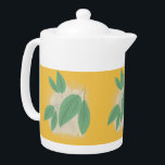 Abstract Leaves Greenery Yellow Illustration Teapot<br><div class="desc">Yellow and Greeen Abstract Leaves Pattern</div>