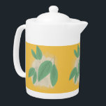 Abstract Leaves Greenery Yellow Illustration Teapot<br><div class="desc">Yellow and Greeen Abstract Leaves Pattern</div>