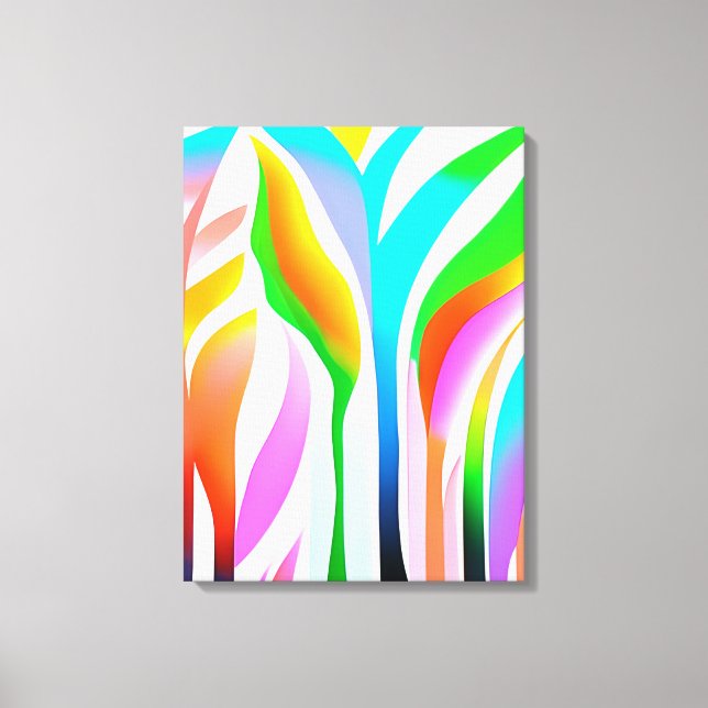 Abstract Leaves in Multicolored Pastels   Canvas Print (Front)
