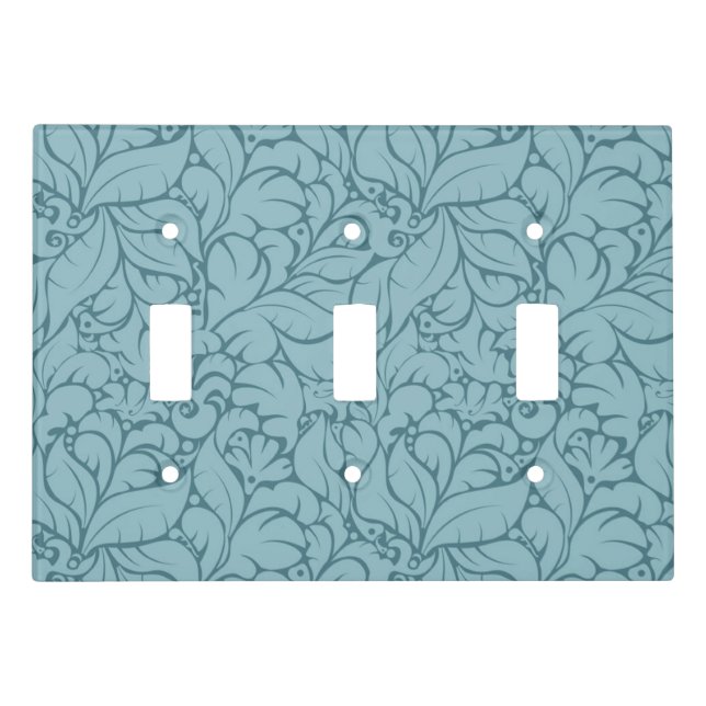 Abstract leaves muted teal pattern light switch cover (Front)